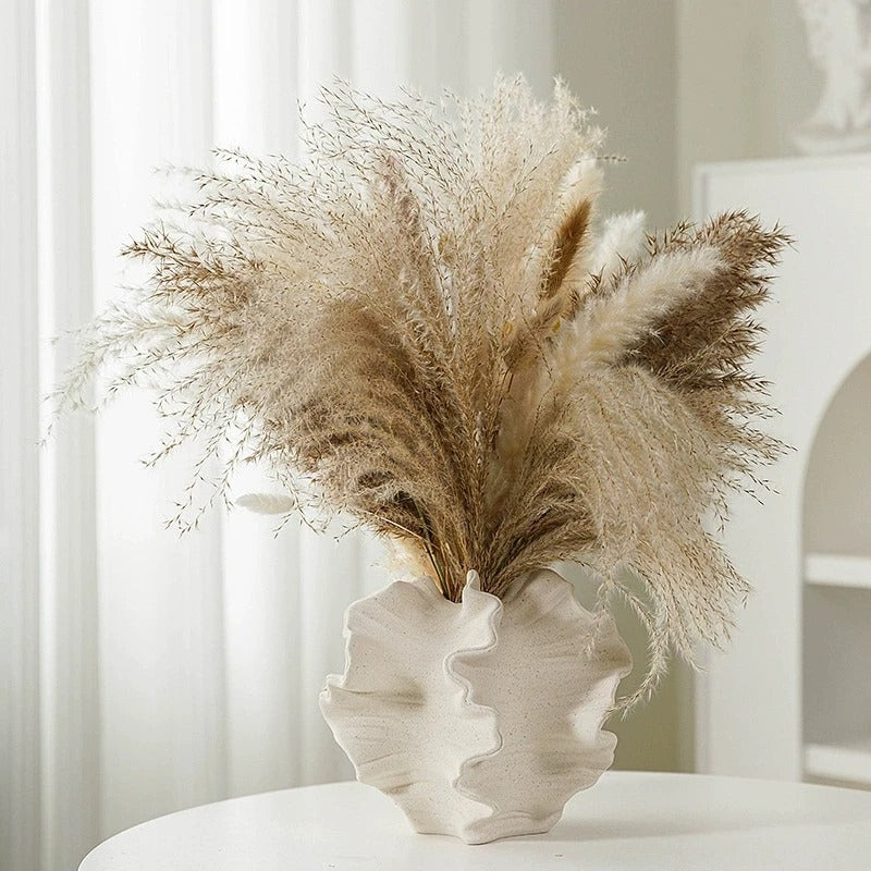 Minimalist Mirage Vase Ornament Ceramic Coral Vase Nordic Art Beige Living Room Desktop Center Decoration