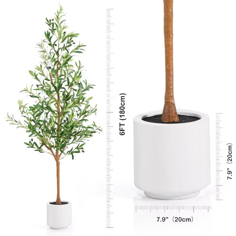 Olive Trees Artificial Indoor,Faux Olive Tree with White Planter, Faux Potted Silk Olive Tree Plants