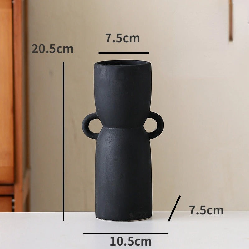 Superior Sense of Ceramic Vase Light Luxury Retro Double Ear Flower Arrangement Hydroponic Vase Home Decoration Crafts Ornaments
