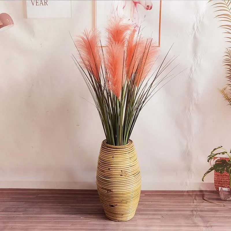 30-40cm Height Indonesian Rattan Vase Handmade Weaving Cane Ins Style Floor Vase Window Decoration Living Room Furnishings