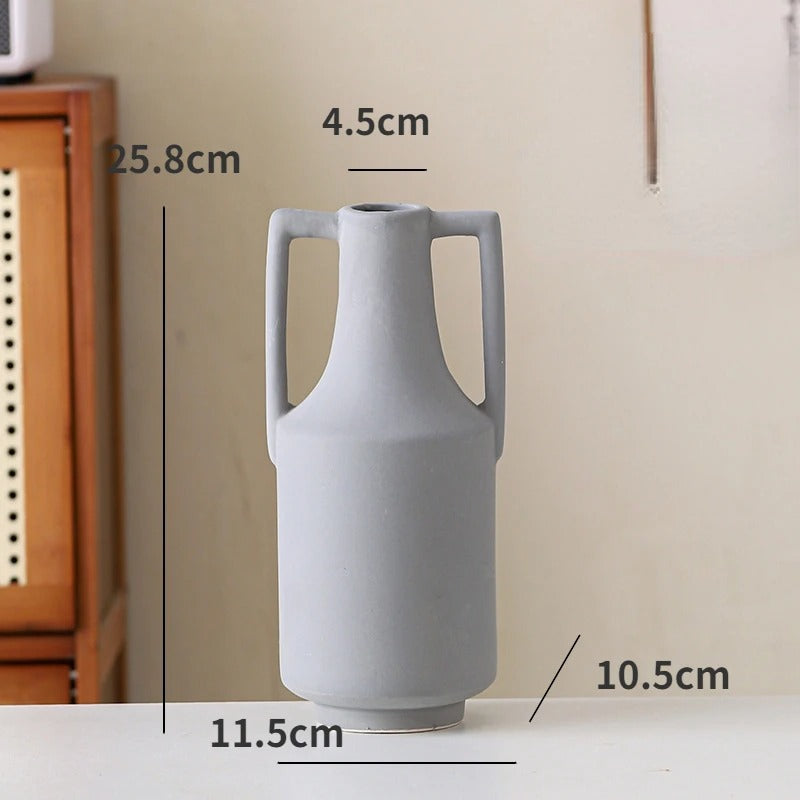 Superior Sense of Ceramic Vase Light Luxury Retro Double Ear Flower Arrangement Hydroponic Vase Home Decoration Crafts Ornaments