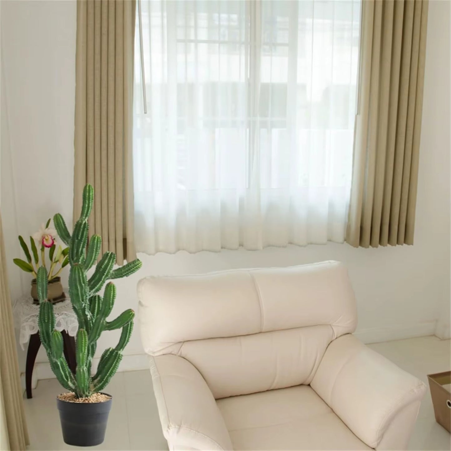 32 Inch Artificial Cactus Plant with Planter Faux Desert Cacti Fake Cactus Fake Floor Plant In Pot For Home Garden Supplies