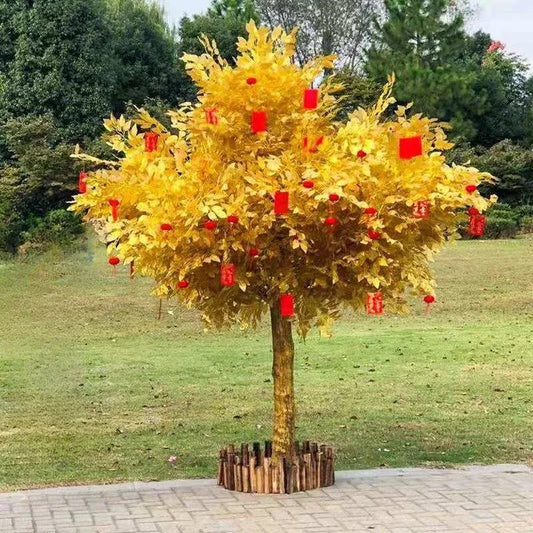 Large peach blossom tree cherry blossom tree red maple fake flower wedding hotel exhibition living room decoration wishing tree