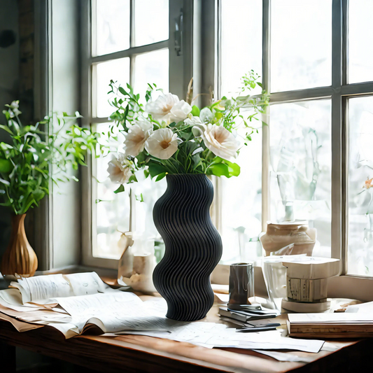 Unique Black Twisted Vase, Modern Home Decoration, Flower Arrangement Art, Improve Spatial Beauty, a Must-Have Quality Life.