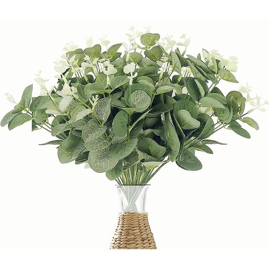 20Pcs Fake Plants Silk Eucalyptus Leaf Diy Christmas Decorations Vase for Home Garden Wedding Scrapbooking Artificial Flowers