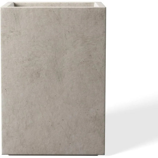 15.7" H Tall Rectangular Concrete Planters, Outdoor Indoor Lightweight Plant Pots with Drainage Hole and Rubber Plug