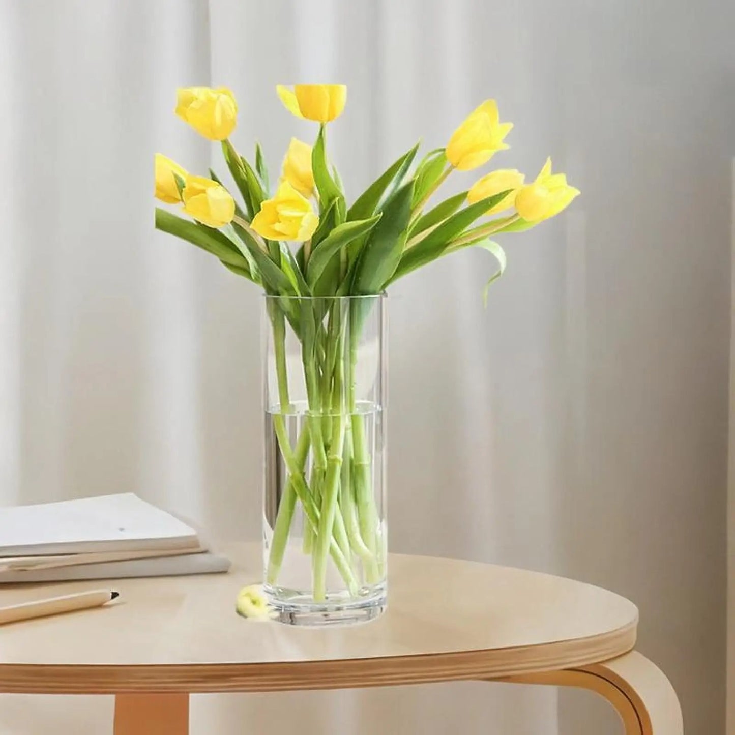 Acrylic Cylinder Flower Vase Floral Arrangements Floor Organizer Storage Tall Vase Modern Clear for Desk Living Room Office