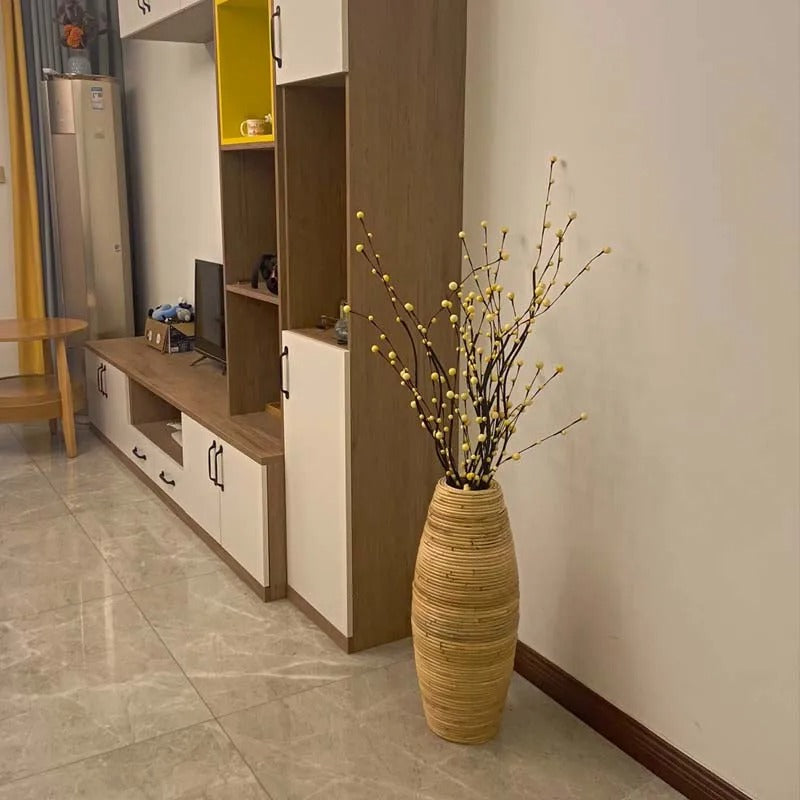 30-40cm Height Indonesian Rattan Vase Handmade Weaving Cane Ins Style Floor Vase Window Decoration Living Room Furnishings