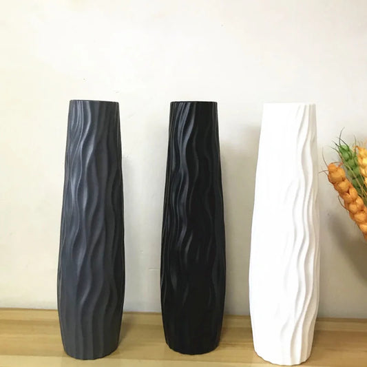 Luxury Plastic Black Vase White Abstract Vintage Tall Modern Vase Long Grand Dekoration Wohnzimmer Wedding Decoration Table